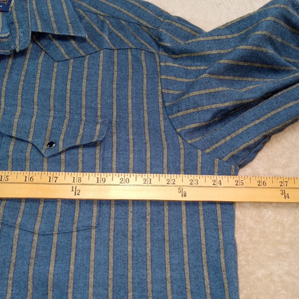 Panhandle Slim Vintage USA Flannel Pearl Snap Long Sleeve Shirt Men's 17.5X36 Bl